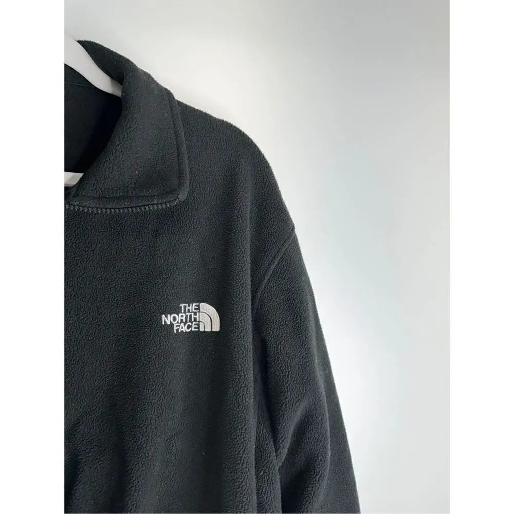 The North Face Jacket Mens Large‎ Black Full Zip Fleece Logo Front Pcokets